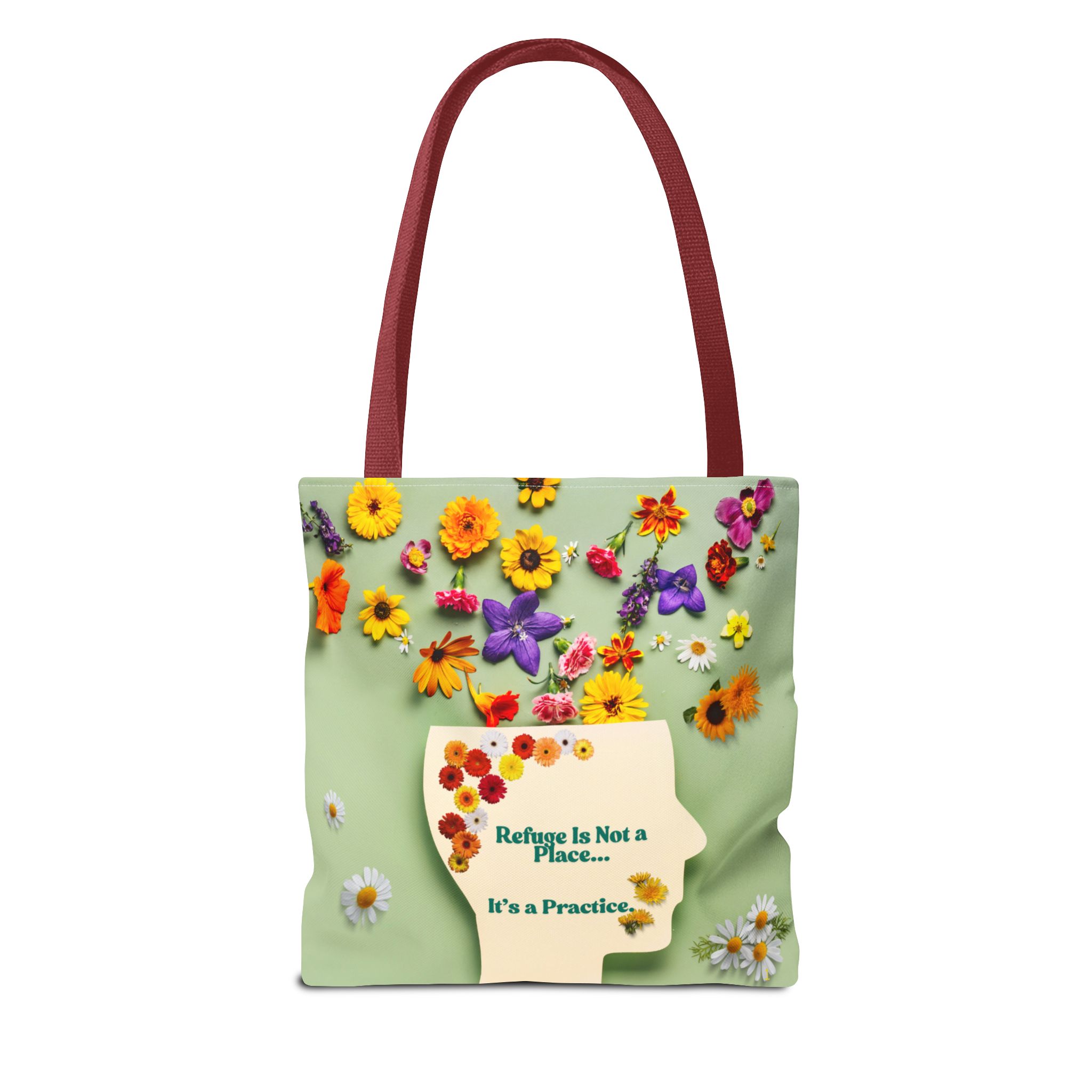 Whimsical Floral Tote Bag - "Refuge Is Not a Place... It's a Practice"