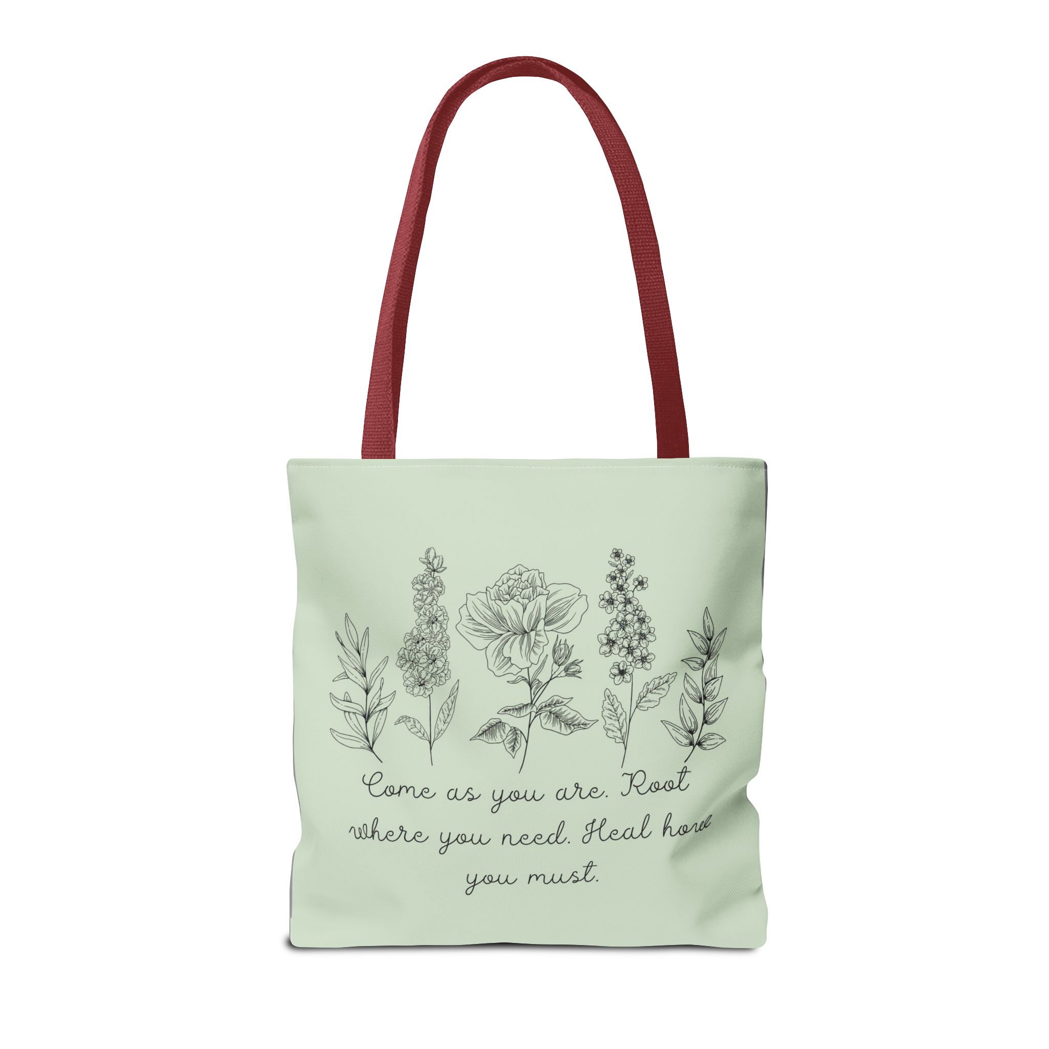 Floral Healing Tote Bag - "Come as you are" Inspirational Design