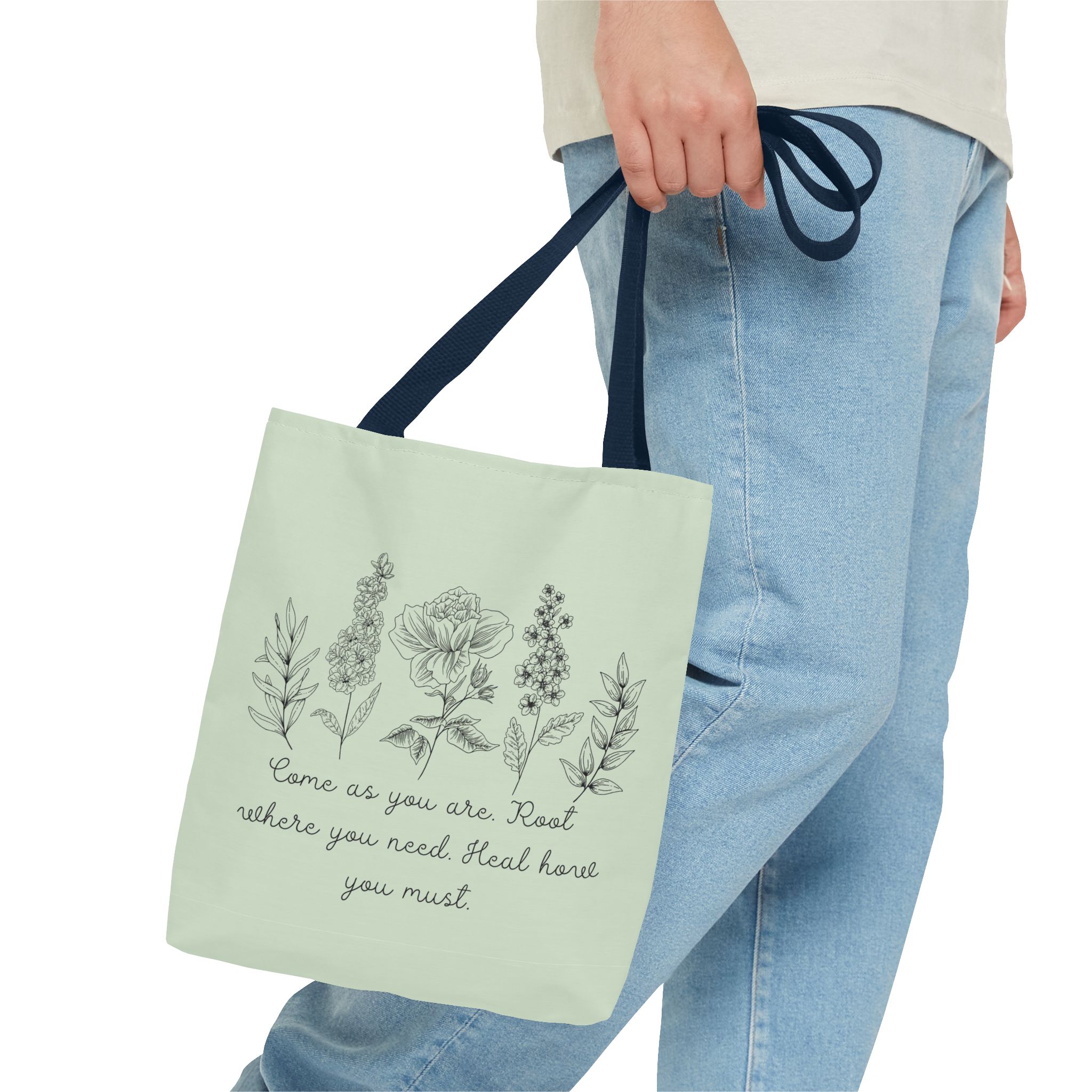 Floral Healing Tote Bag - "Come as you are" Inspirational Design