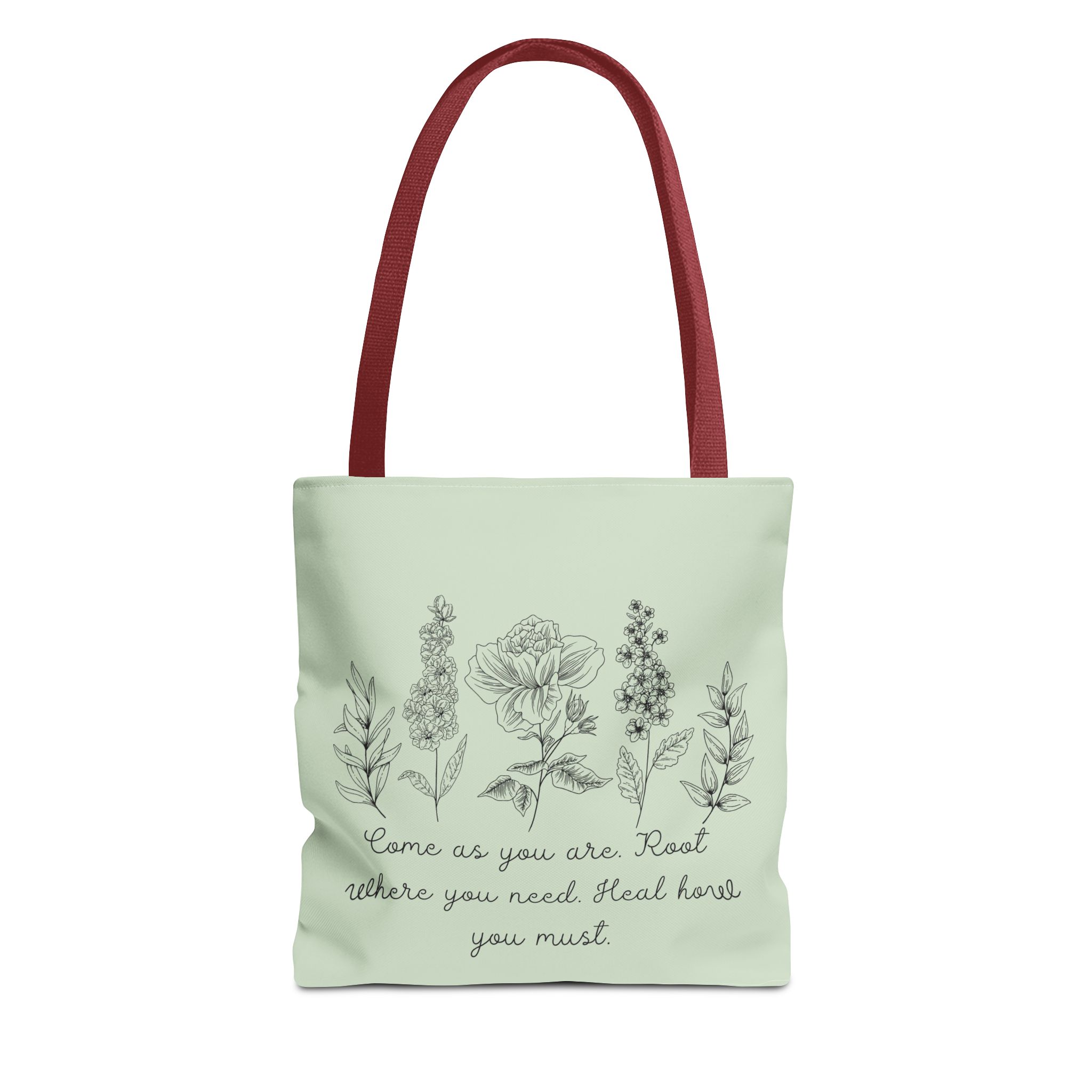 Floral Healing Tote Bag - "Come as you are" Inspirational Design