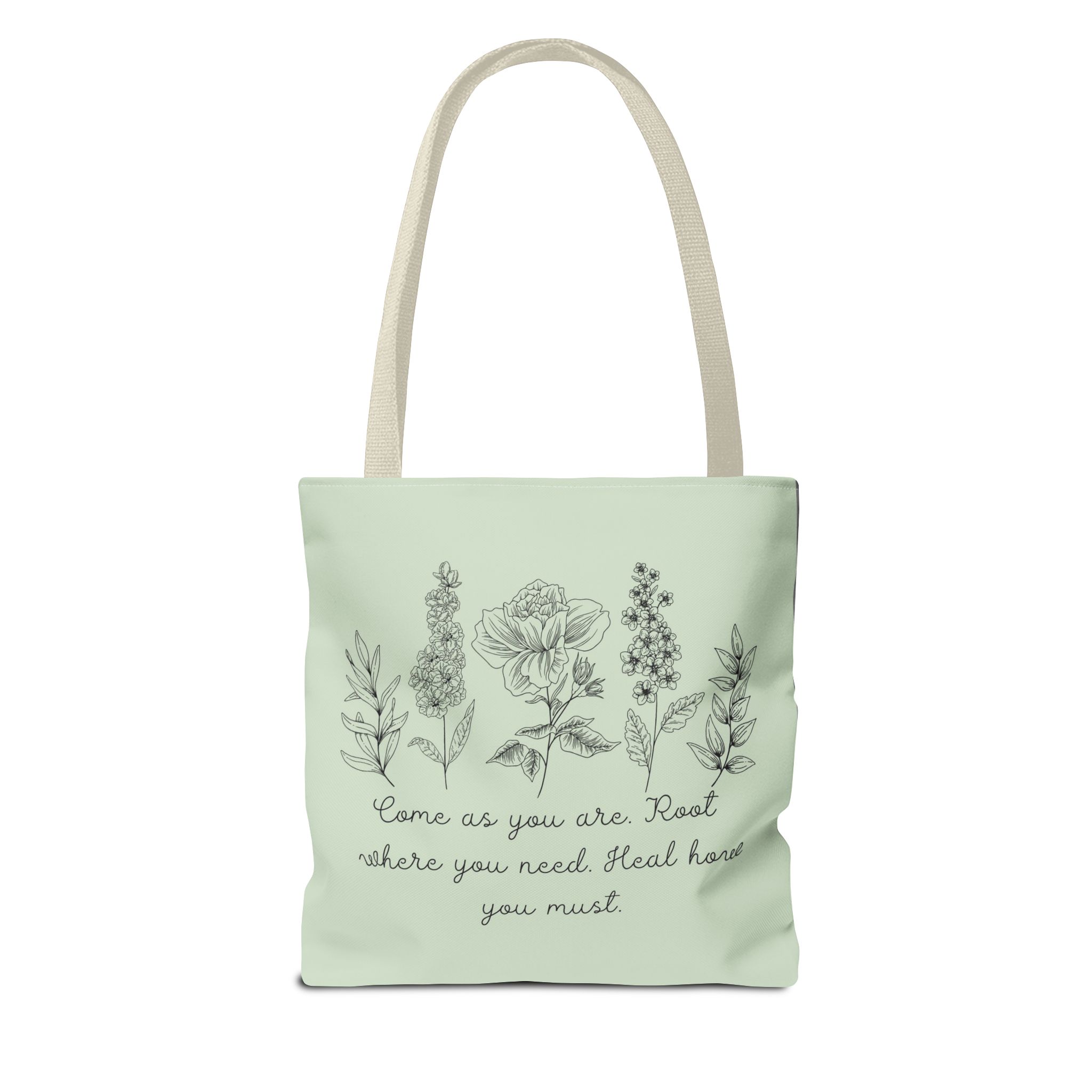 Floral Healing Tote Bag - "Come as you are" Inspirational Design