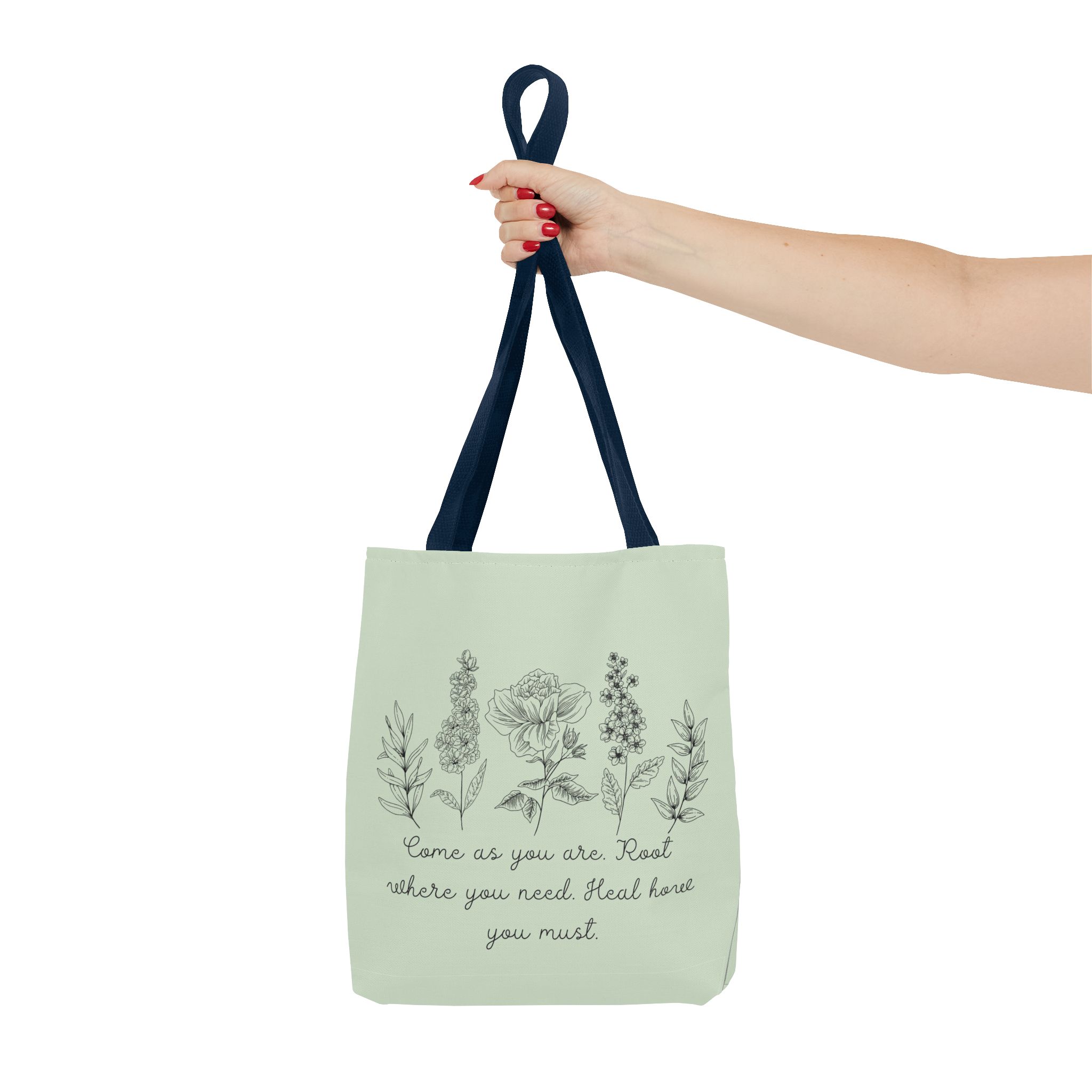 Floral Healing Tote Bag - "Come as you are" Inspirational Design