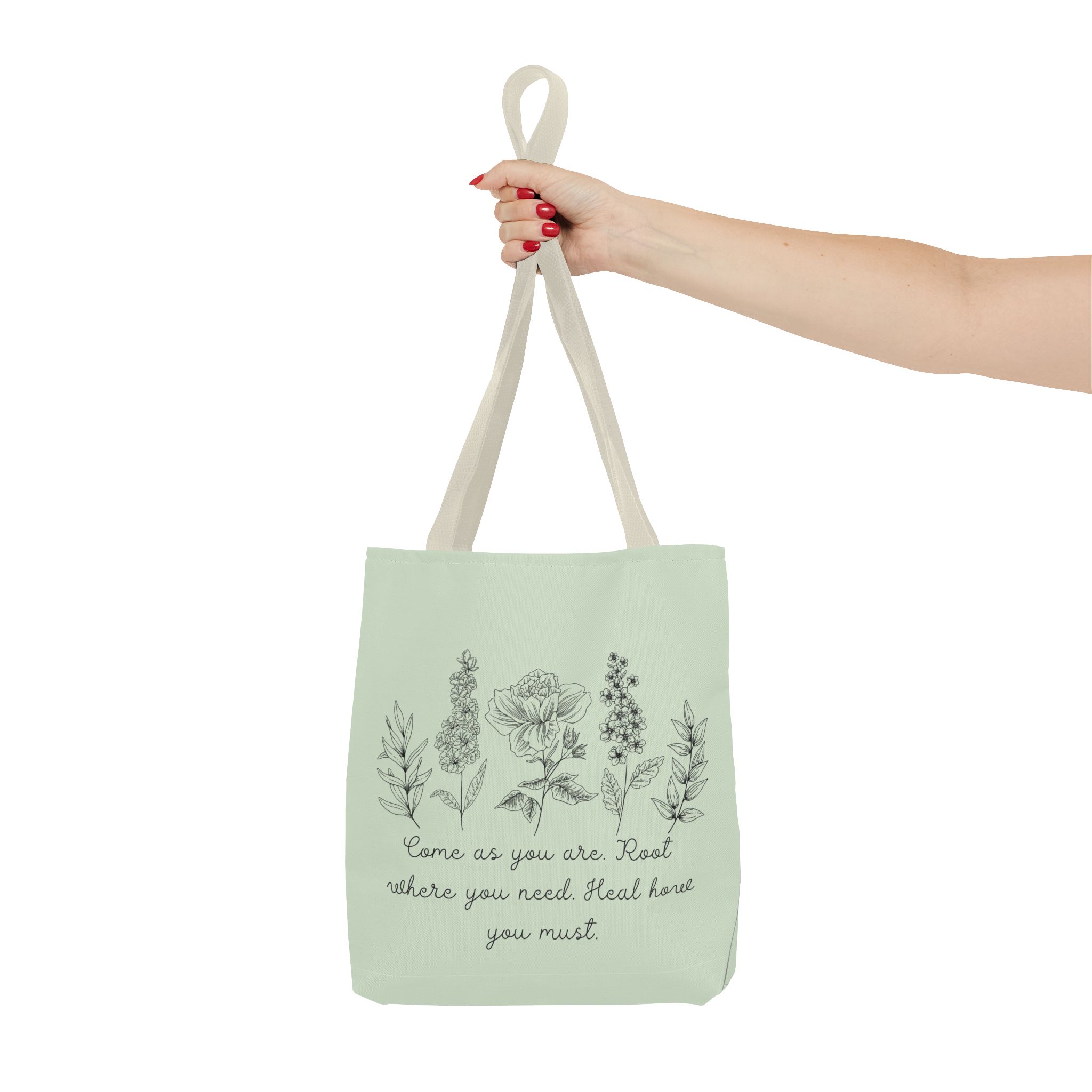 Floral Healing Tote Bag - "Come as you are" Inspirational Design