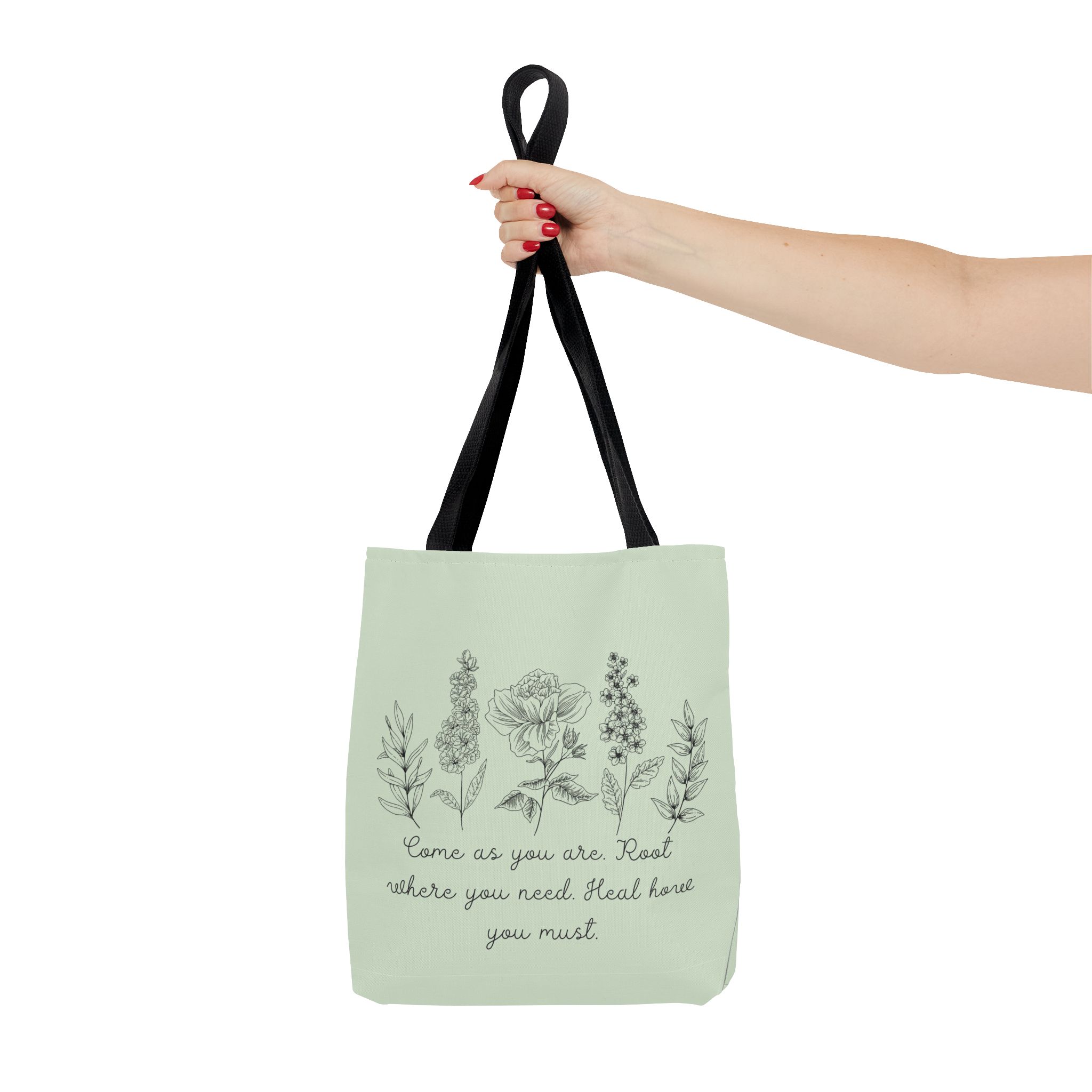 Floral Healing Tote Bag - "Come as you are" Inspirational Design