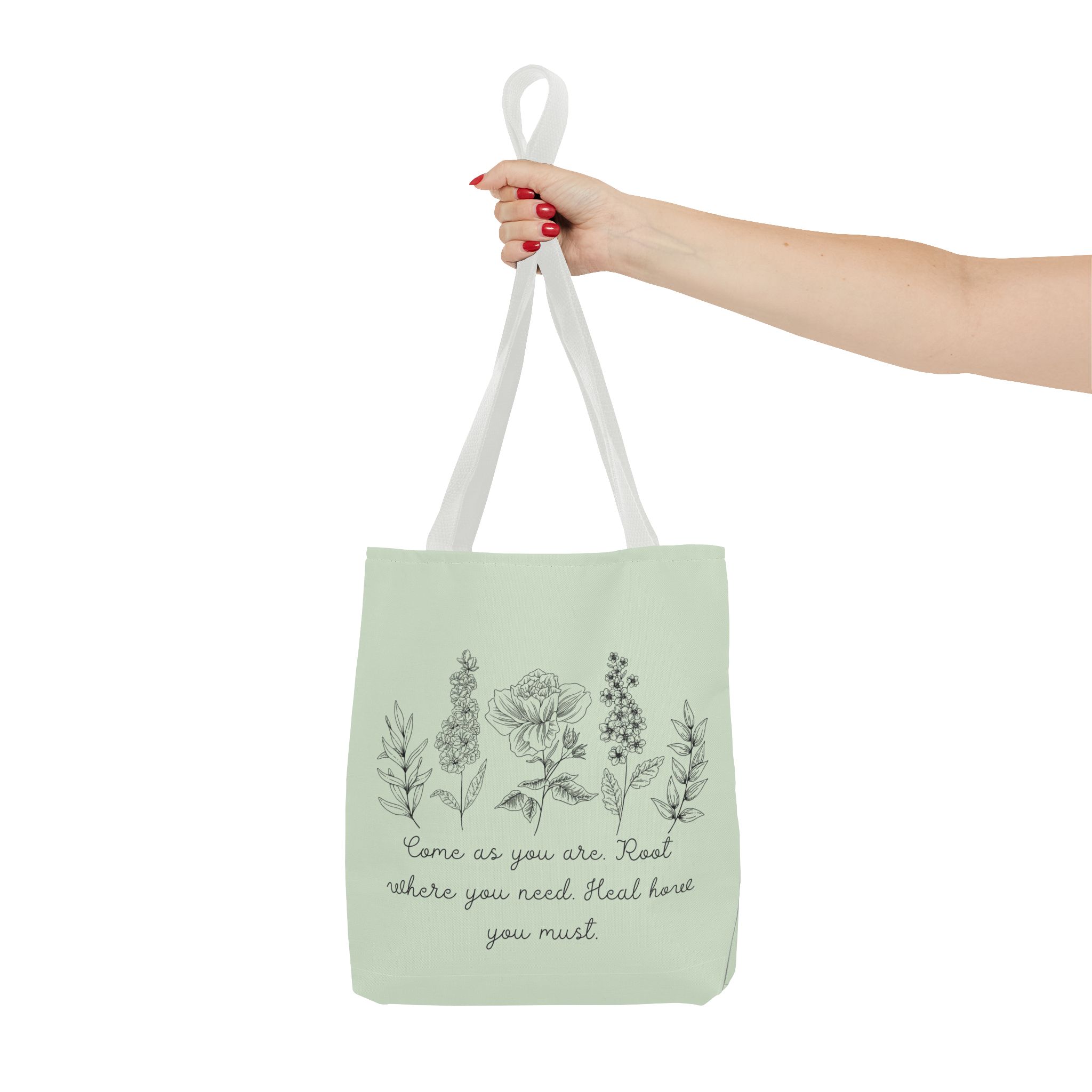 Floral Healing Tote Bag - "Come as you are" Inspirational Design