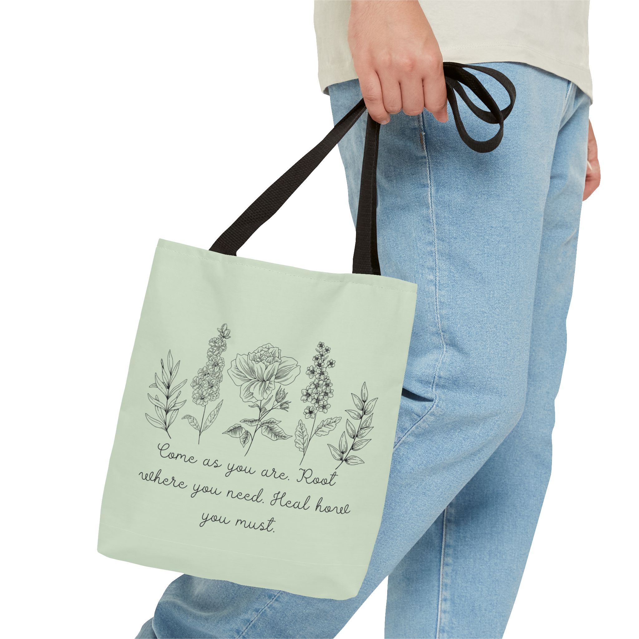 Floral Healing Tote Bag - "Come as you are" Inspirational Design