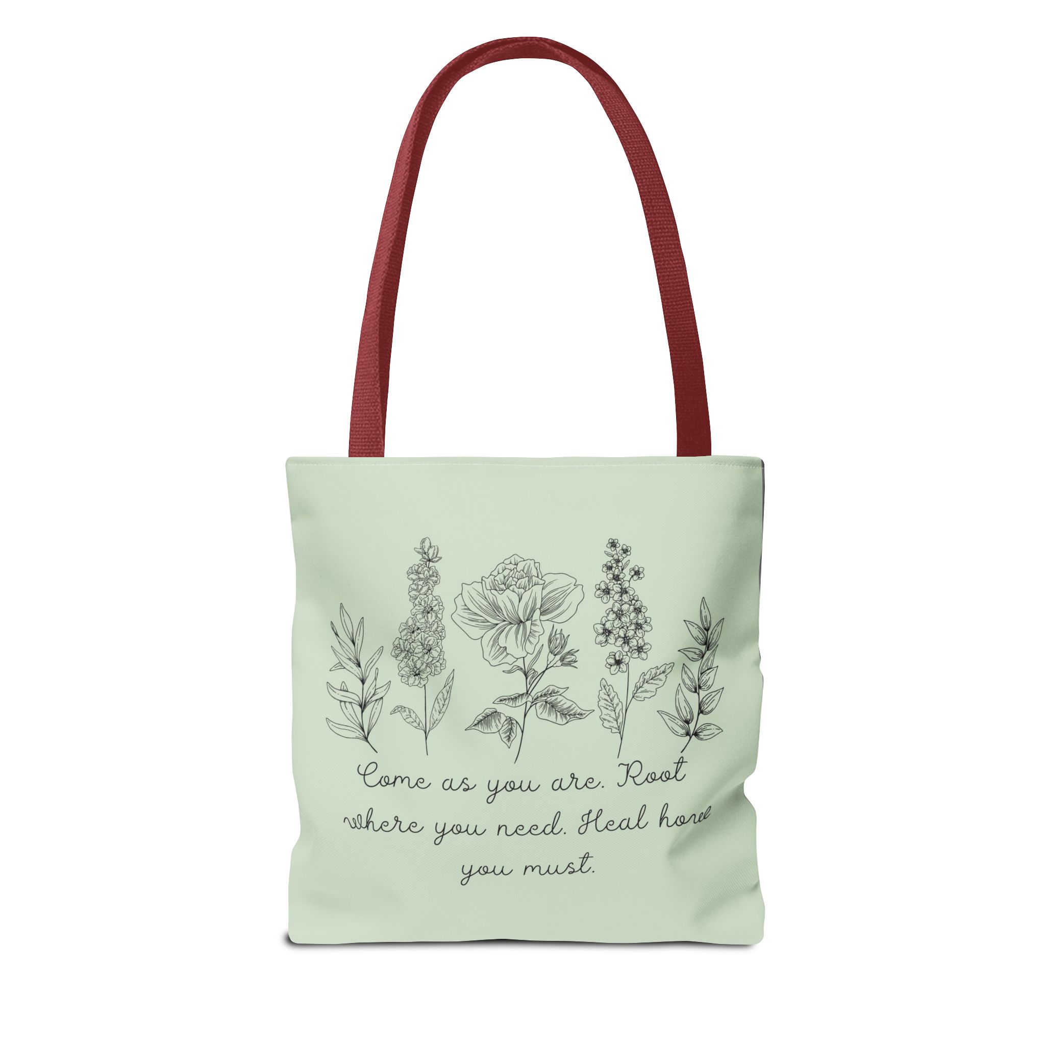 Floral Healing Tote Bag - "Come as you are" Inspirational Design