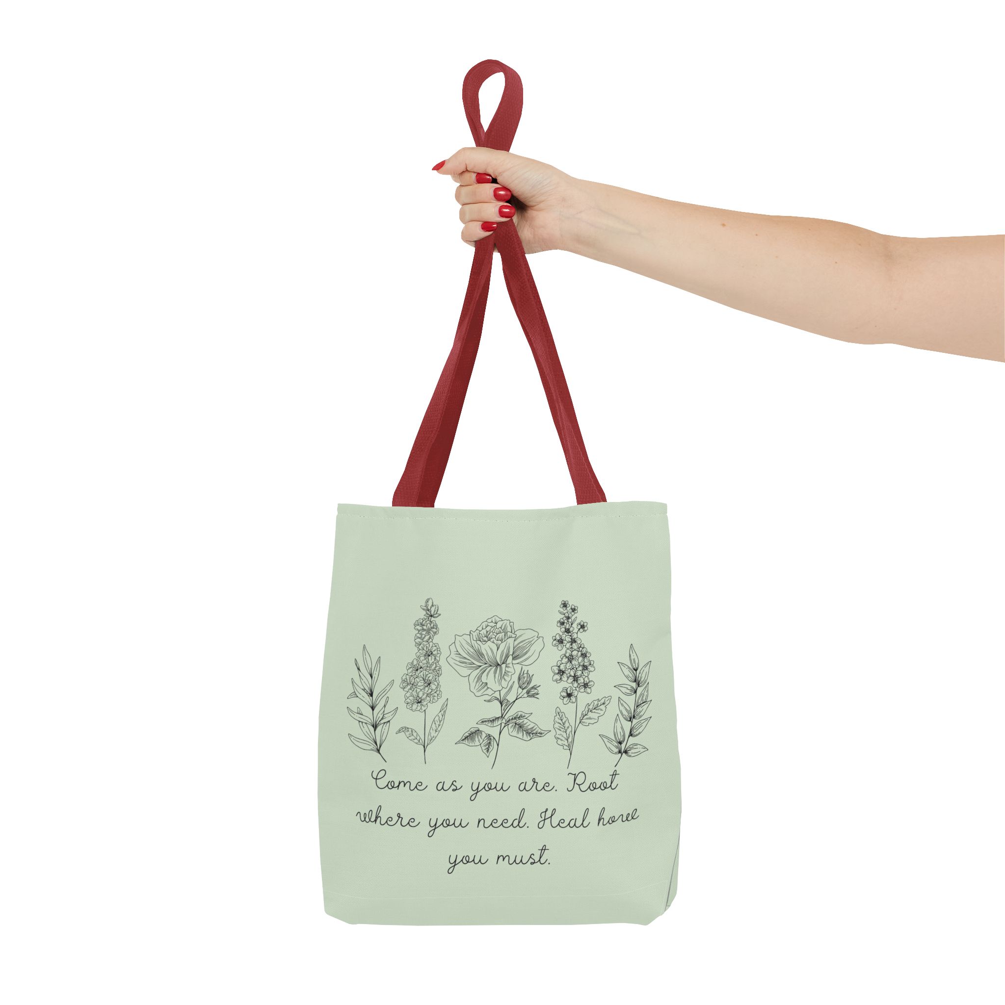 Floral Healing Tote Bag - "Come as you are" Inspirational Design