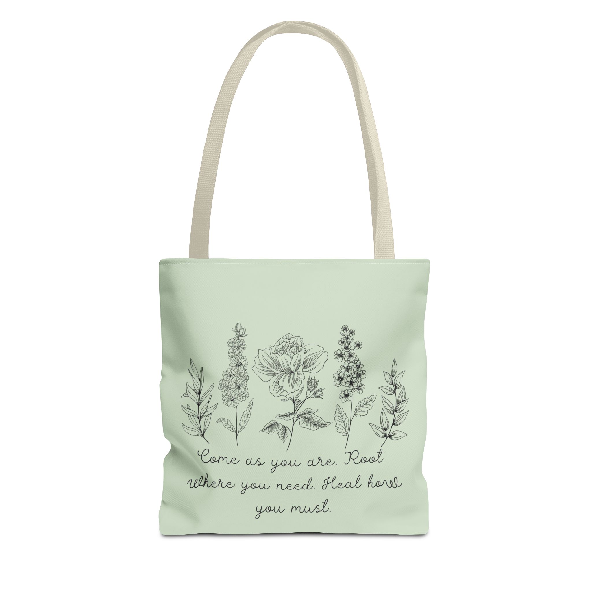 Floral Healing Tote Bag - "Come as you are" Inspirational Design